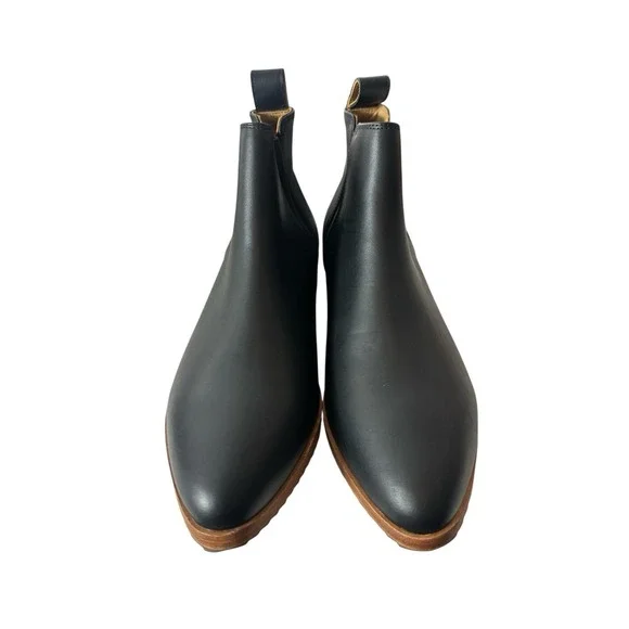 New Nisolo Eva Chelsea Boots Women's Size 8 Black Leather‎ Ankle Slip On Booties
